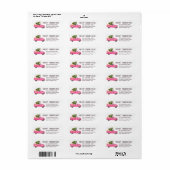  roze rode vrachtwagen met kerstboom, witte droog etiket (Full Sheet)