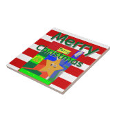 Roze Rode Vrolijk Kerstfeest  Tegeltje (Zijkant)