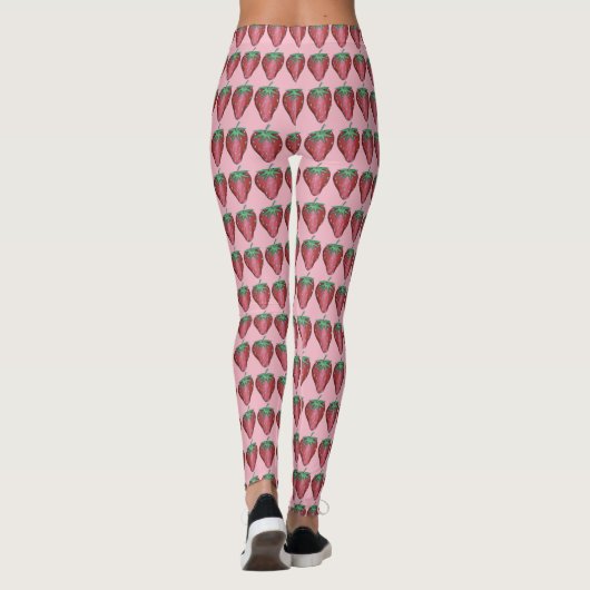 Roze rode vrucht fruitig Berry aardbery Food Print Leggings (Achterkant)