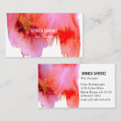 Roze rode waterverf abstract visitekaartje ontwerp (Voorkant / Achterkant)