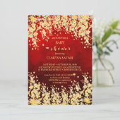 Roze rode waterverf bloemen BABY SHOWER Kaart (Staand voorkant)