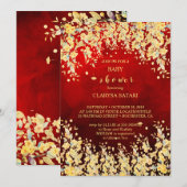 Roze rode waterverf bloemen BABY SHOWER Kaart (Voorkant / Achterkant)