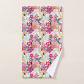 Roze, rode waterverf bloemen. bad handdoek (Handdoek)