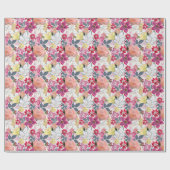 Roze, rode waterverf bloemen. cadeaupapier (Vlak)