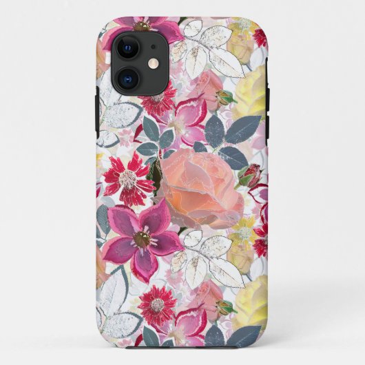 Roze, rode waterverf bloemen. Case-Mate iPhone case (Achterkant)