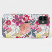Roze, rode waterverf bloemen. Case-Mate iPhone case (Achterkant (horizontaal))