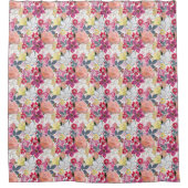 Roze, rode waterverf bloemen. douchegordijn (Voorkant)