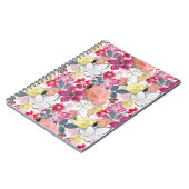 Roze, rode waterverf bloemen. notitieboek (Linkerzijde)