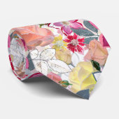 Roze, rode waterverf bloemen. stropdas (Opgerold)