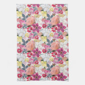 Roze, rode waterverf bloemen. theedoek (Verticaal)