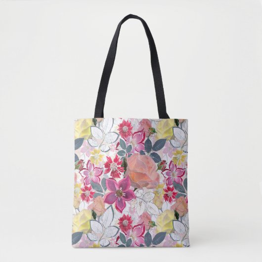 Roze, rode waterverf bloemen. tote bag (Voorkant)