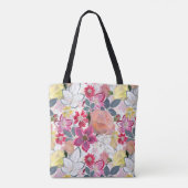 Roze, rode waterverf bloemen. tote bag (Achterkant)