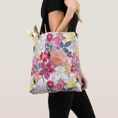 Roze, rode waterverf bloemen. tote bag (Dichtbij)
