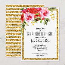 Roze rode Waterverf Floral Jubileum nodigt uit