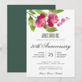 ROZE RODE WATERVERF FLORALE ZAKELIJKE FEEST EVENT KAART (Voorkant / Achterkant)