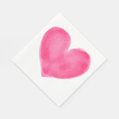 Roze Rode Waterverf Hart - Huwelijksfeest Liefde Servet (Hoek)