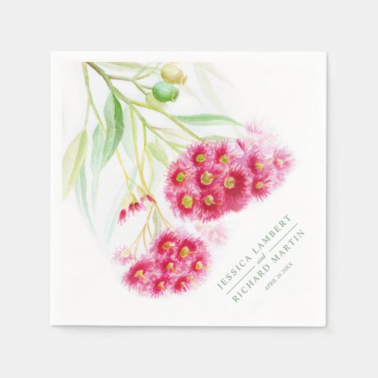 Roze rode waterverf met eucalyptus servet (Voorkant)