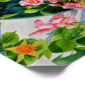 Roze rode waterverf rozen, abstracte mandala flora poster (Hoek)