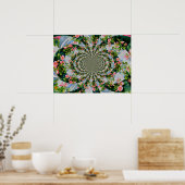 Roze rode waterverf rozen, abstracte mandala flora poster (Keuken)