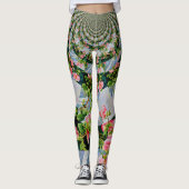 Roze rode waterverf rozen mandala zen botanisch leggings (Voorkant)
