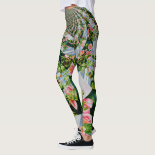 Roze rode waterverf rozen mandala zen botanisch leggings