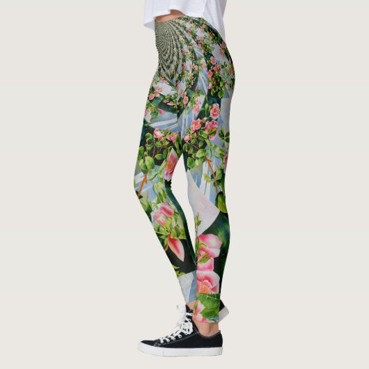 Roze rode waterverf rozen mandala zen botanisch leggings (Links)