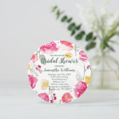 Roze rode Waterverf Vrijgezellenfeest Cirkel Uitno Kaart (Staand voorkant)