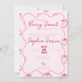 Roze rode wavy berry lief meisje baby shower kaart