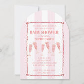  Roze & Rode Wavy Border Baby shower Kaart (Voorkant)