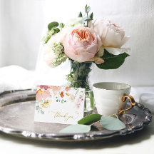 Roze & Rode Wildbloemen Dank u kaart