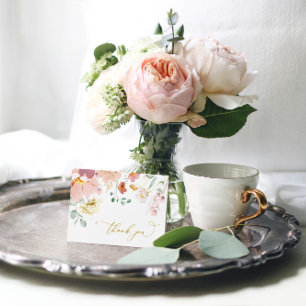 Roze & Rode Wildbloemen Dank u kaart