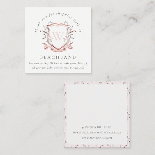 Roze rode wilde bloem Hartelijk dank voor uw werk Vierkante Visitekaartje (Voorkant / Achterkant)