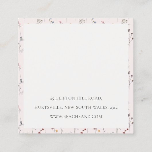 Roze rode wilde bloem Hartelijk dank voor uw werk Vierkante Visitekaartje (Achterkant)