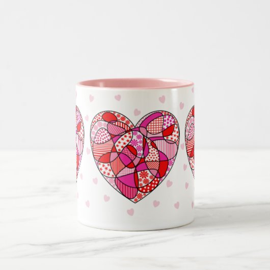 Roze/rode/witte drievoudige driehoekige Mok van he (Center)