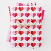 Roze rode witte harten Gestreepte Valentijnsdag Inpakpapier Vel (In situ)
