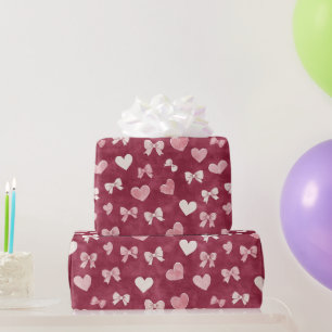 Roze Rode Witte Hartjes Verjaardag Cadeaupapier