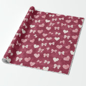 Roze Rode Witte Hartjes Verjaardag Cadeaupapier (Uitgerold)