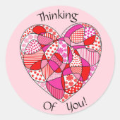 Roze rode, witte, ronde Sticker van het Patroon (Voorkant)