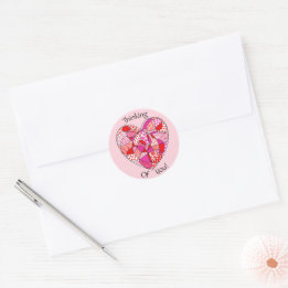 Roze rode, witte, ronde Sticker van het Patroon