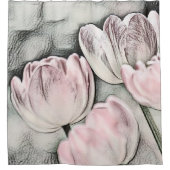 Roze rode, witte Tulpen tekening Douchegordijn (Voorkant)