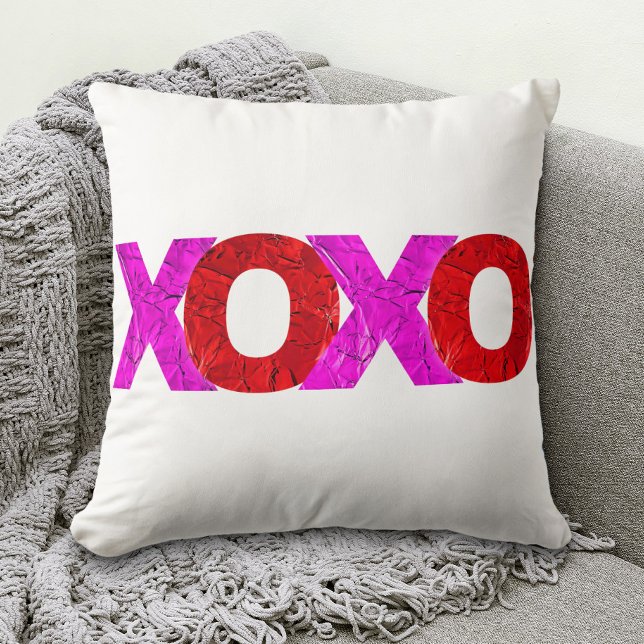 Roze rode XOXO Valentijn's Day Bold Modern Graphic Kussen (Creator heeft geüpload)