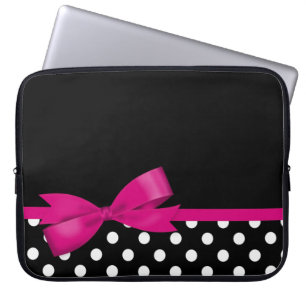 Roze rode zwarte en witte pooldots laptop sleeve