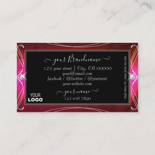 Roze rode zwarte  handpellerjuwelen Logo toevoegen Visitekaartje (Achterkant)