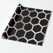 Roze rode zwarte meetkunde Honeycomb Hexagon Cadeaupapier (Uitgerold)