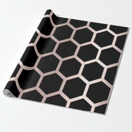 Roze rode zwarte meetkunde Honeycomb Hexagon Cadeaupapier