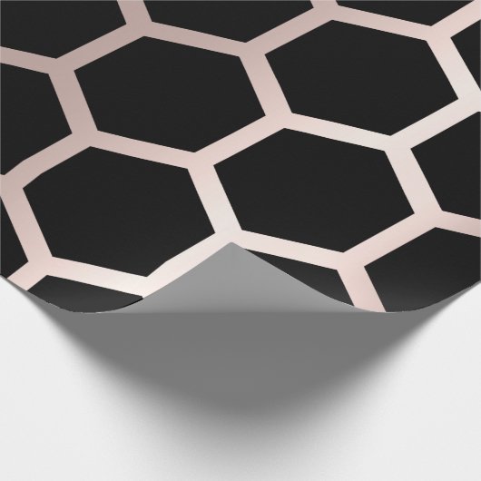 Roze rode zwarte meetkunde Honeycomb Hexagon Cadeaupapier (Hoek)
