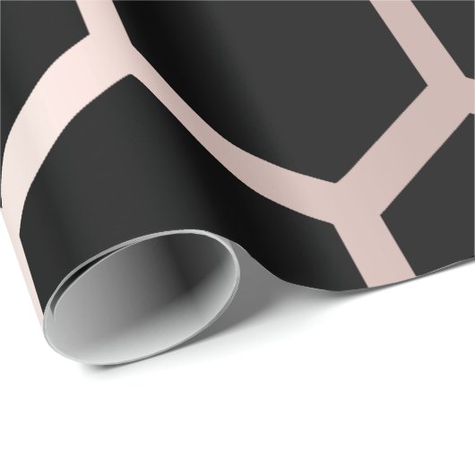 Roze rode zwarte meetkunde Honeycomb Hexagon Cadeaupapier (Rol Hoek)