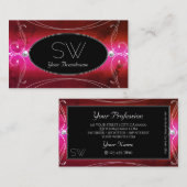 Roze rode zwarte  sparkle-juwelen Initialen Visitekaartje (Voorkant / Achterkant)