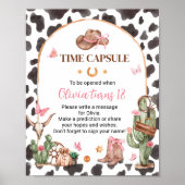 Roze Rodeo Cowgirl Verjaardag Tijd Capsule Teken Poster (Voorkant)
