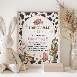 Roze Rodeo Cowgirl Verjaardag Tijd Capsule Teken Poster